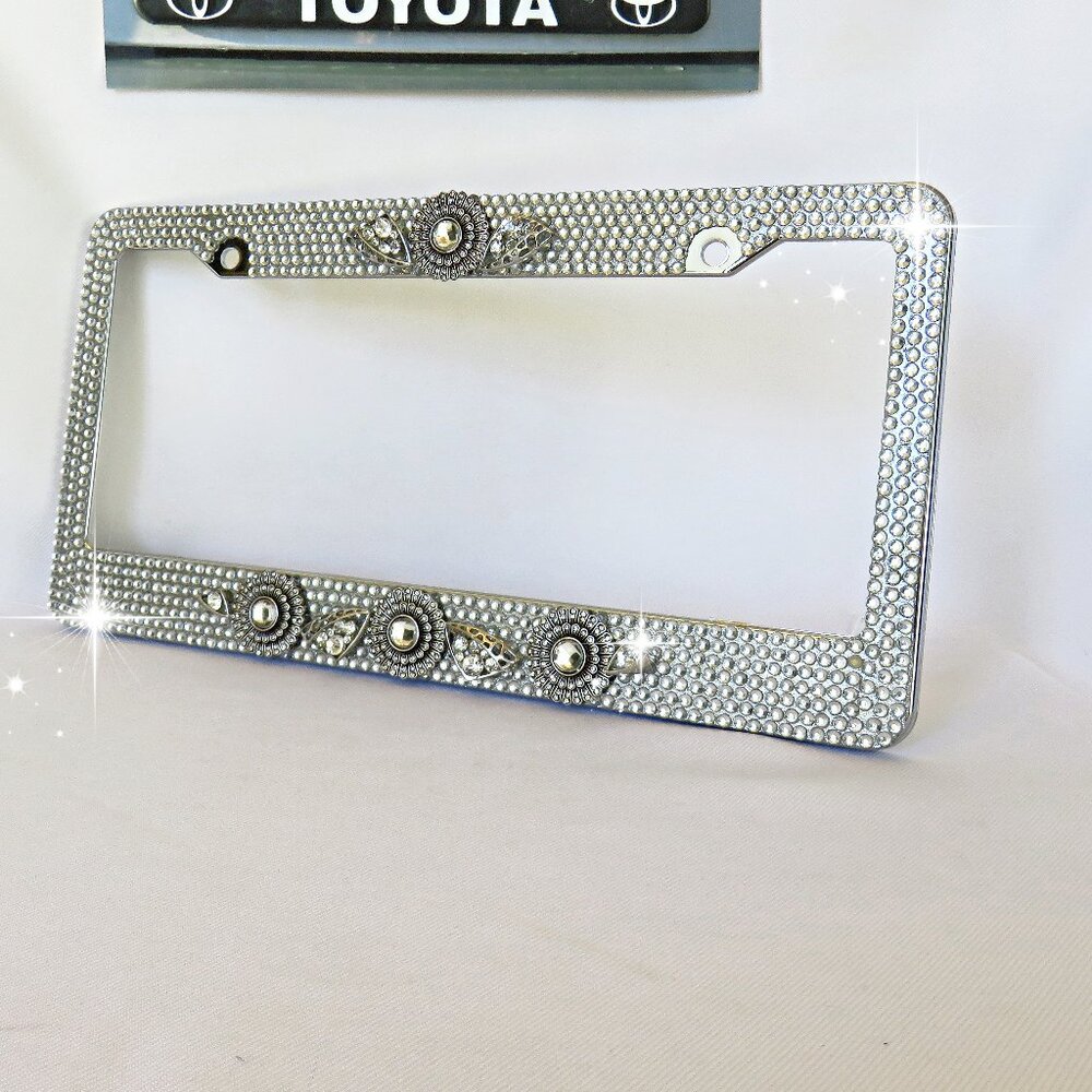 White Bling Embellished Car License Plate Frame Accessories.......1026